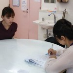 先輩ナースの取材中